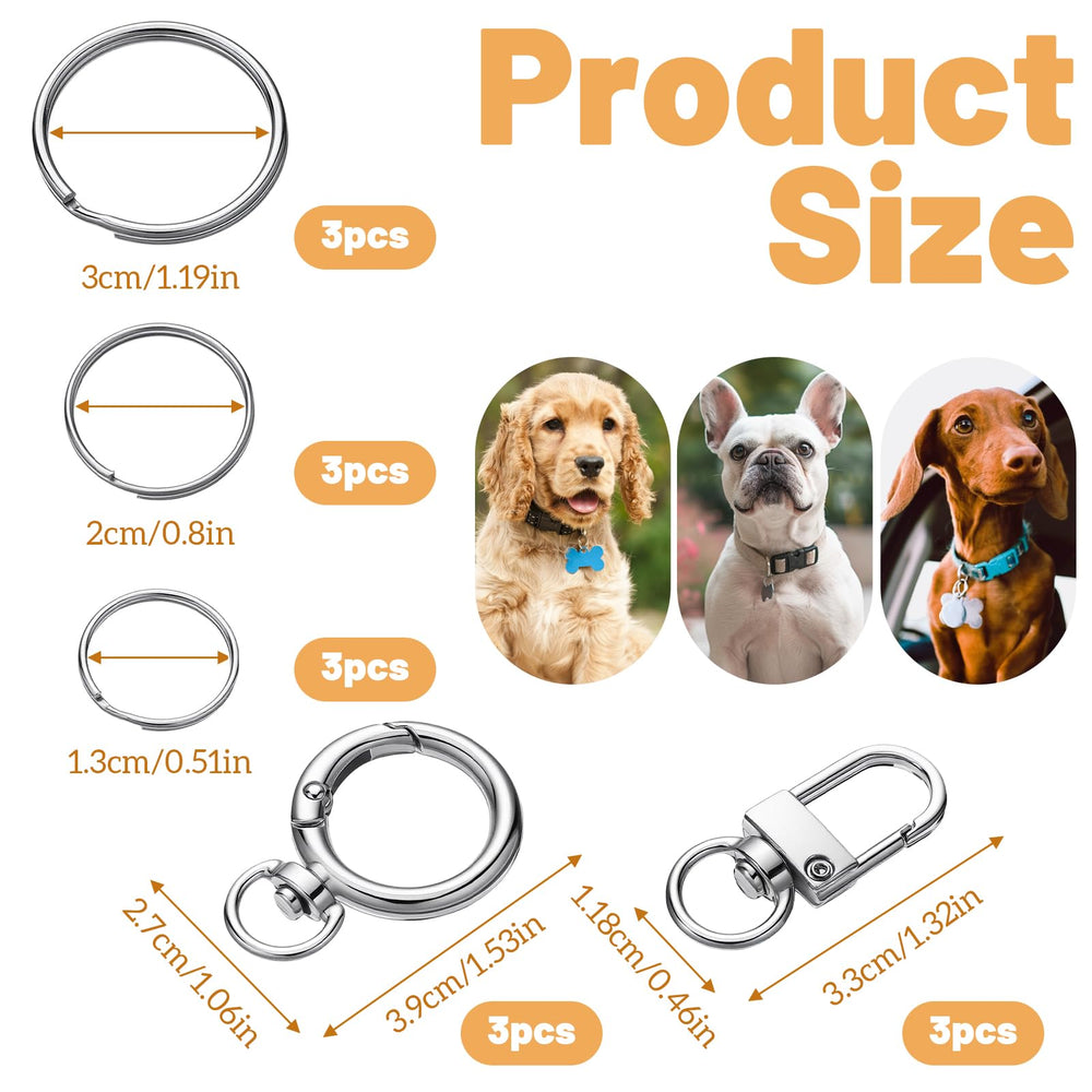LIQWEI dog tag rings attach easily to collars for durable tagging
