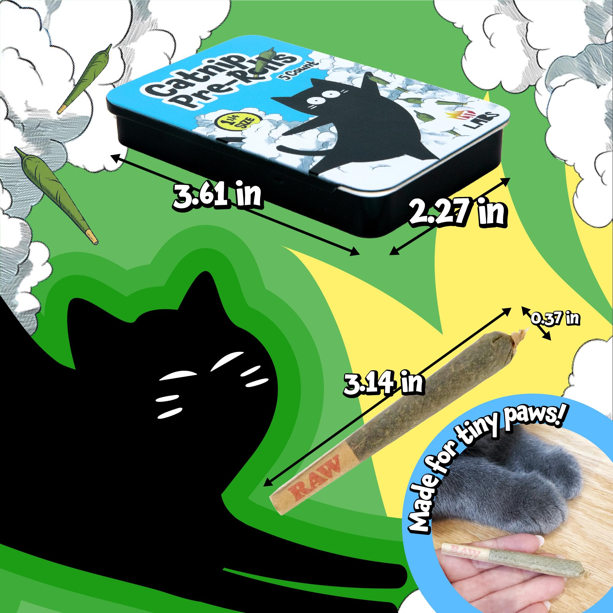 LIT LABS Catnip Joints cat-eye-pounce shows cats mesmerized by natural stimulation.