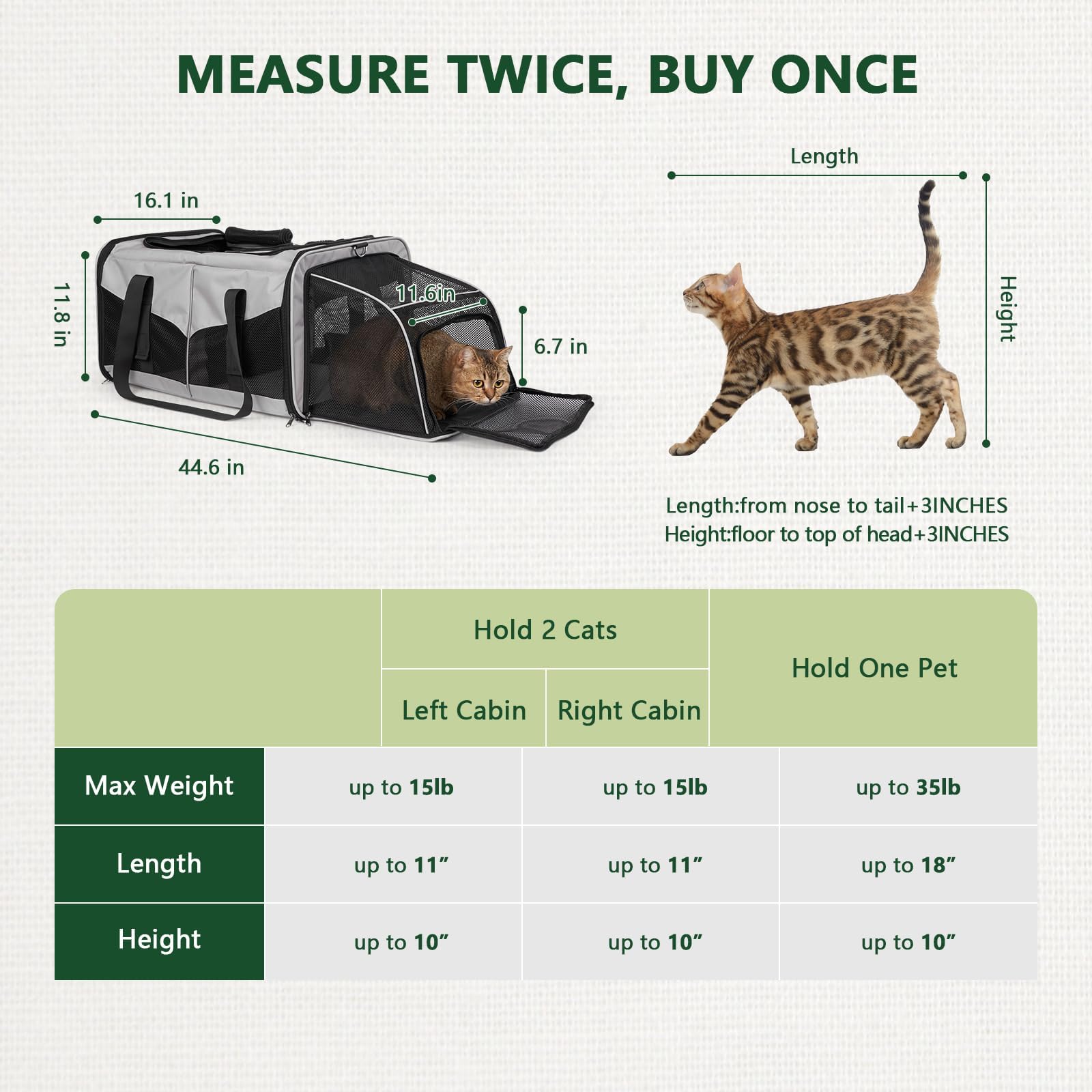 LitaiL cat travel carrier center divider enables flexible two-cat setup.