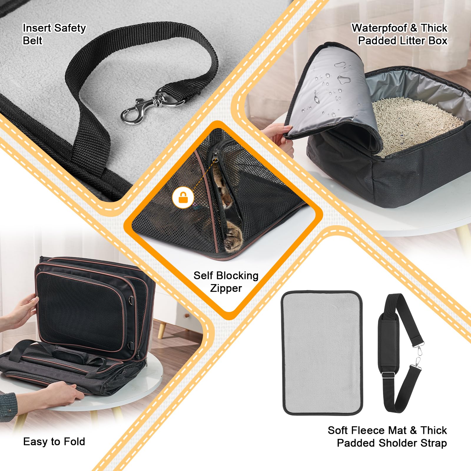 LitaiL leak-proof litter box keeps car interiors clean.