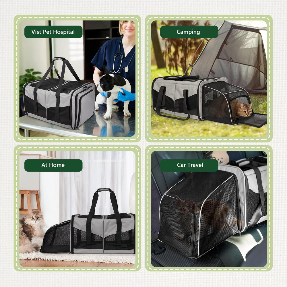 LitaiL cat travel carrier panoramic window improves visibility for pets.