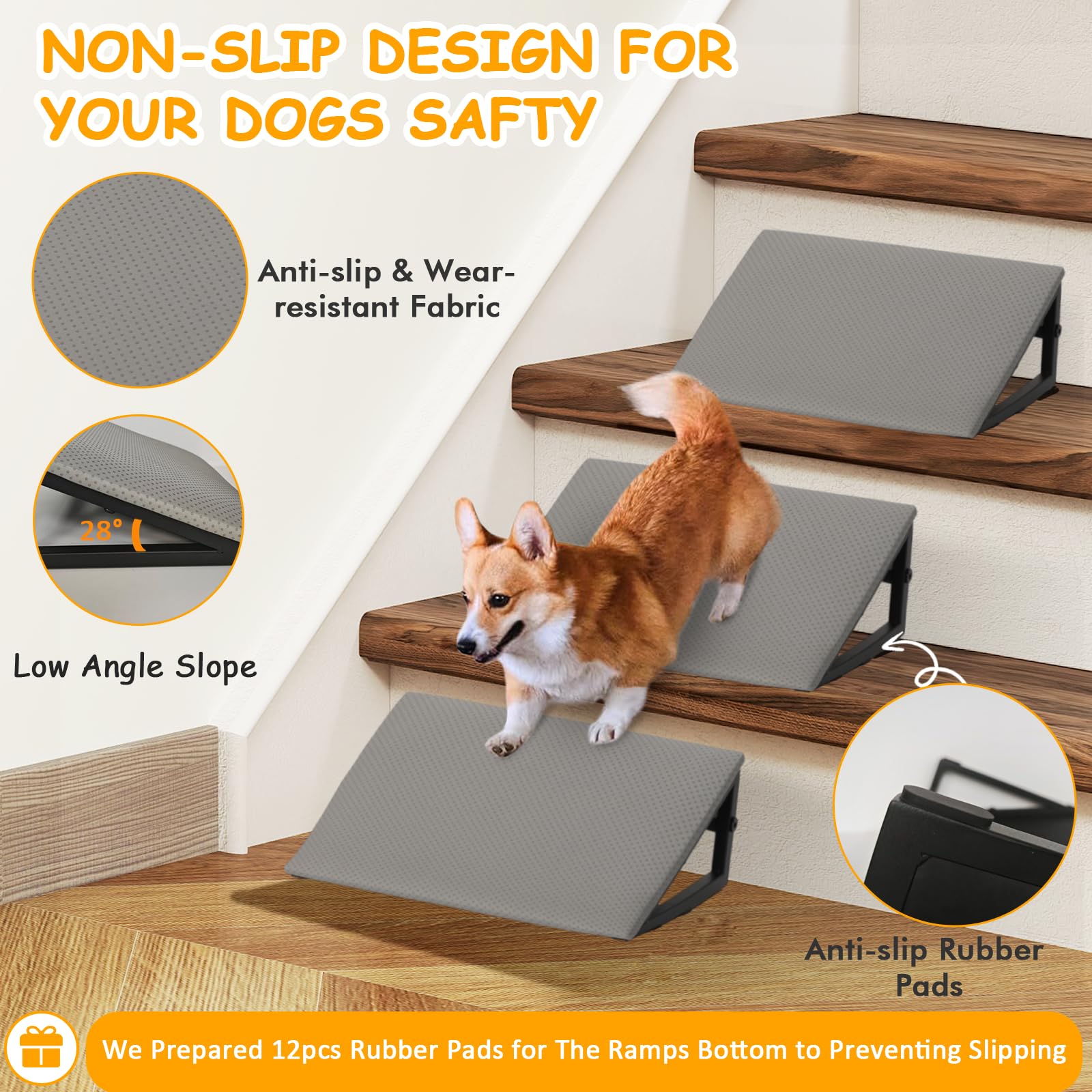 LitaiL dog ramps 25-degree slope eases small dogs’ ascent with reduced strain.