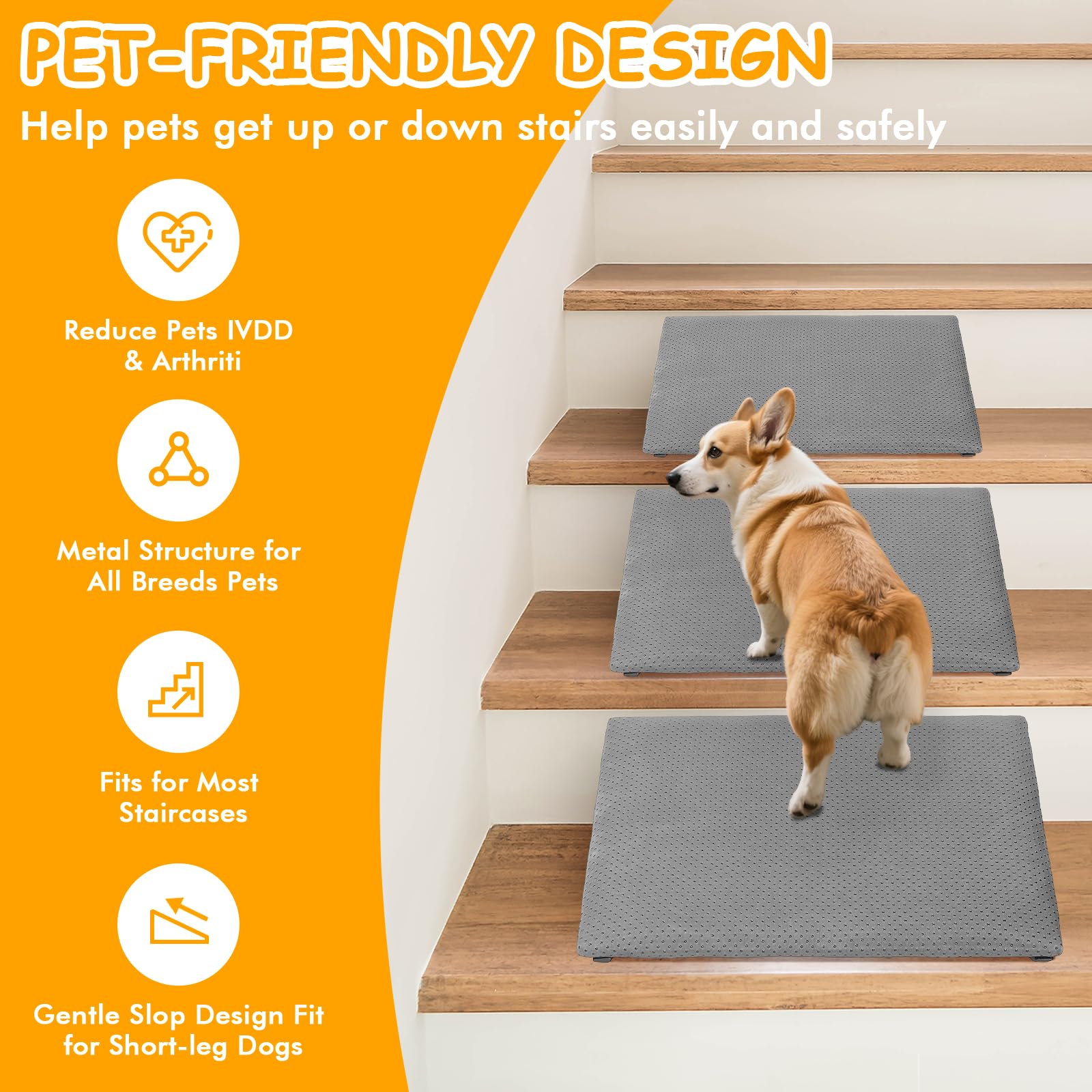 LitaiL dog ramps bottom rubber pads prevent slipping on tile and wood.