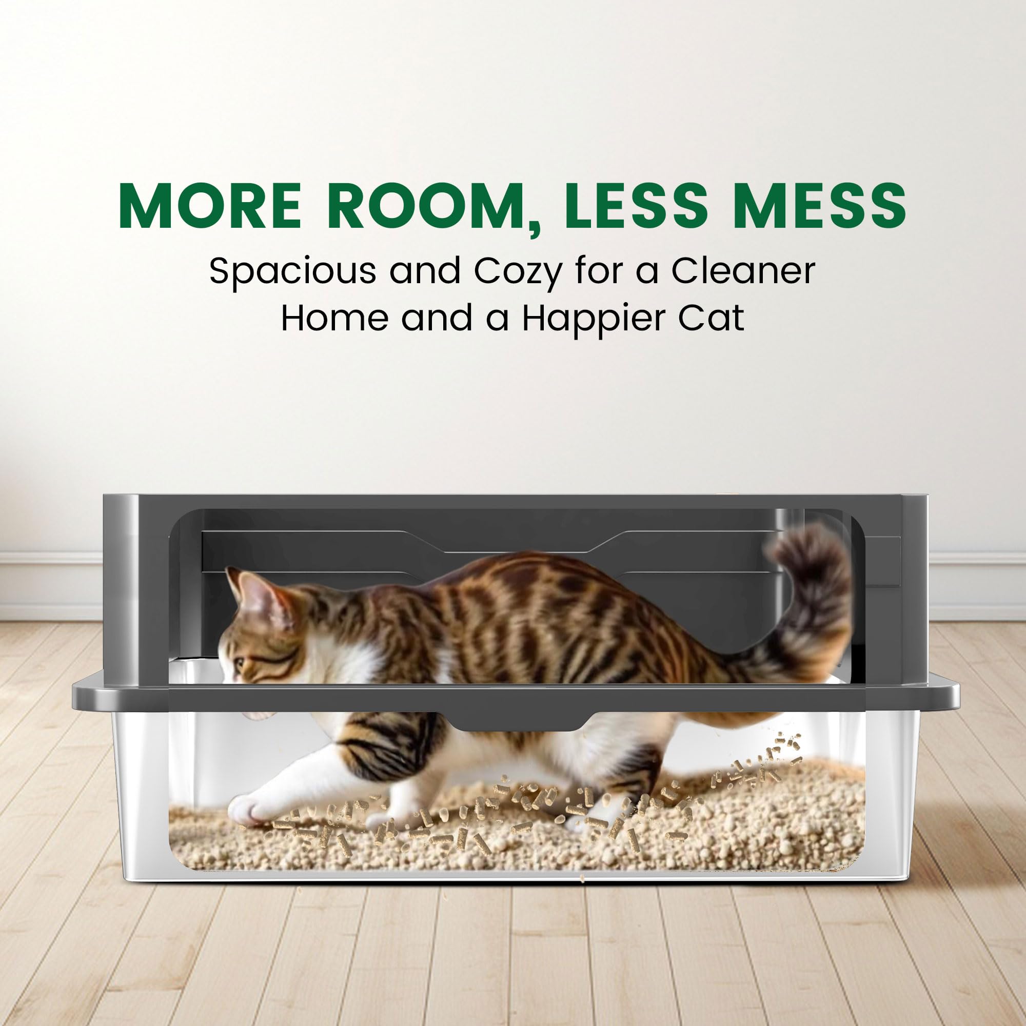 Lites XXXL durable stainless steel cat litter box emphasizes rust resistance