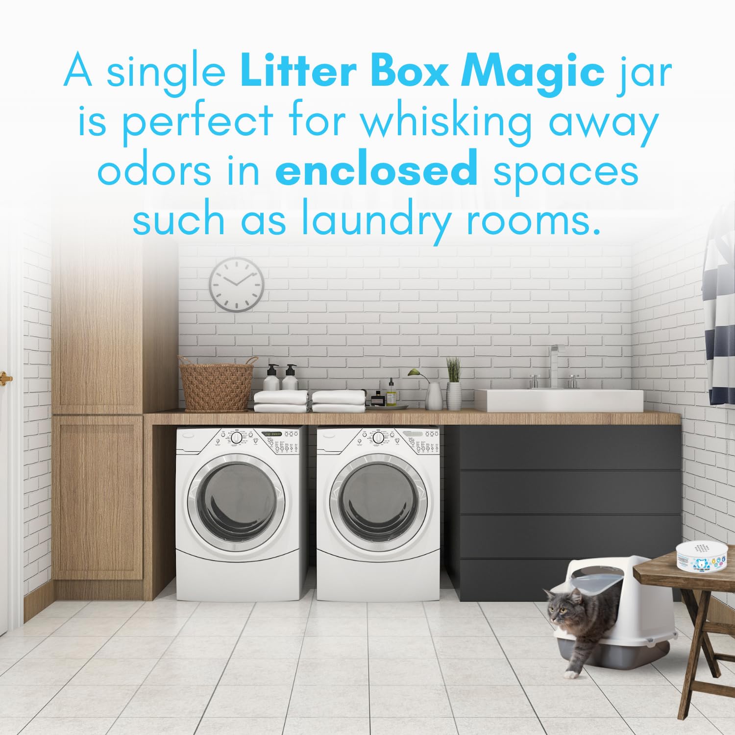 Litter Box Magic odor absorber ingredients designed for effective litter box deodorization.
