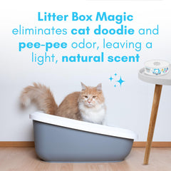 Litter Box Magic solid gel formula for long lasting odor absorption in busy homes.