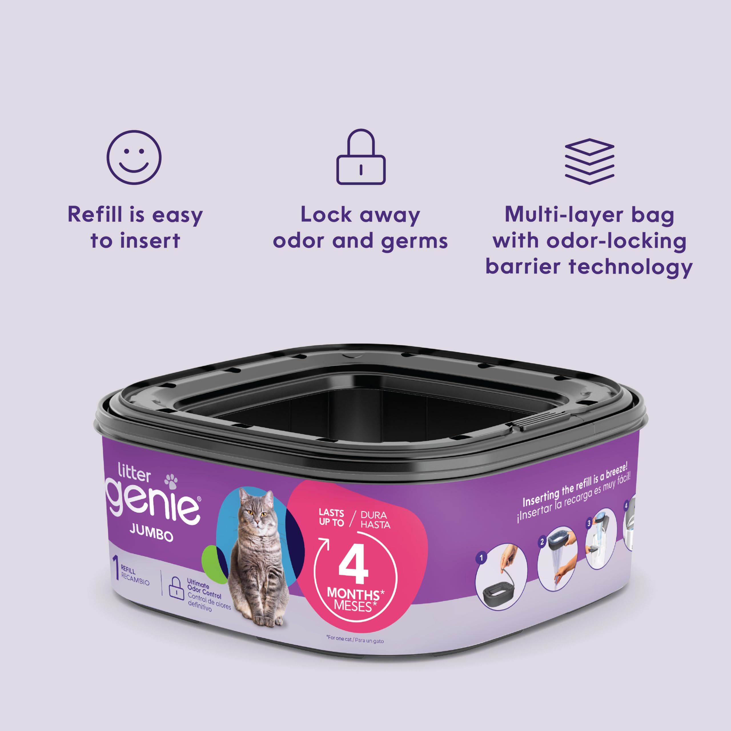 Litter Genie compact packaging reduces waste and clutter.