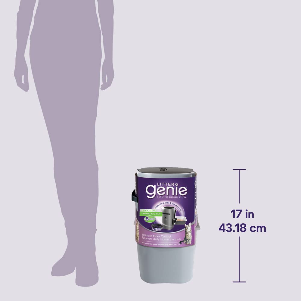 Litter Genie easy cleanup action captures quick disposal and reset usability.