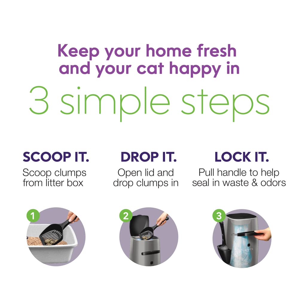 Litter Genie holds two weeks of litter, reducing frequent bag changes.