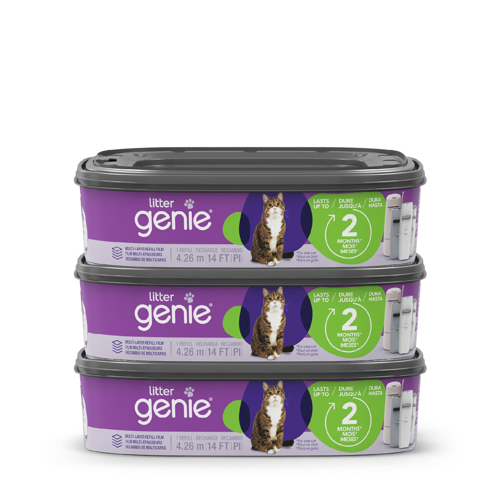 Litter Genie refill bags 3-pack front view showing compact packaging for odor control