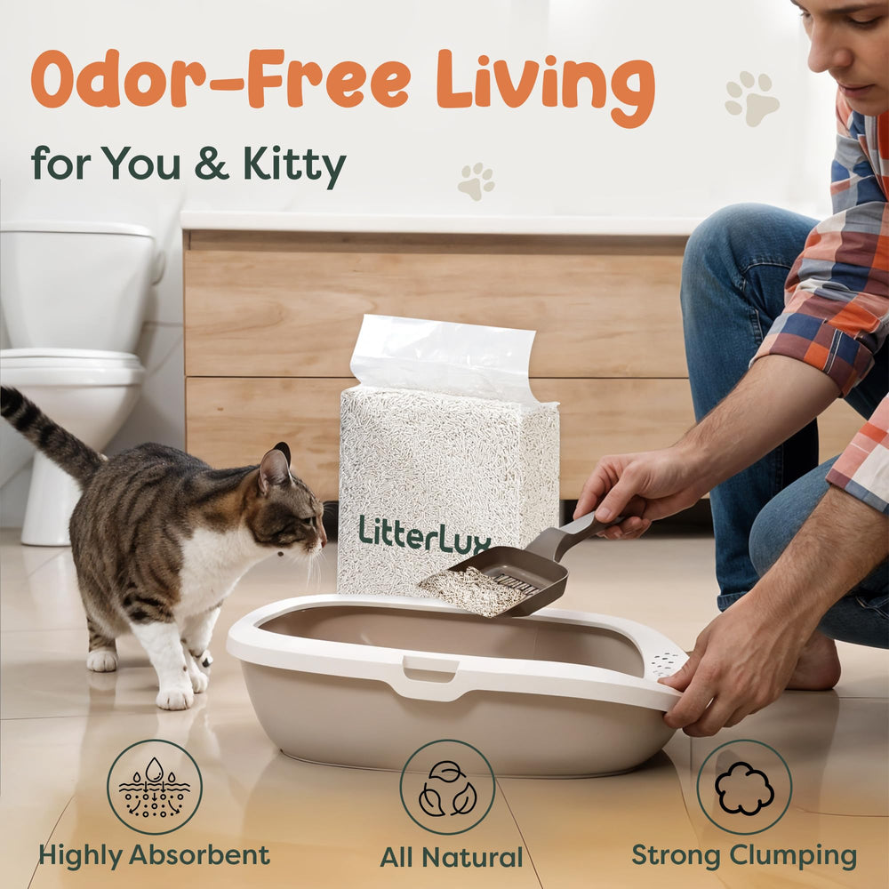 LitterLux Tofu Litter low-tracking design helps keep floors cleaner.