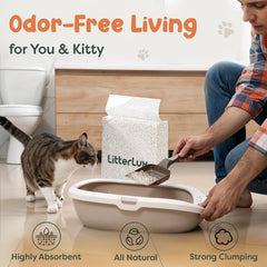 LitterLux Tofu Litter low-tracking design helps keep floors cleaner.