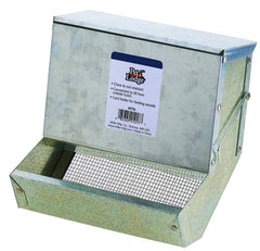 Little Giant Pet Lodge feeder with lid and sifter bottom helps keep feed clean and accessible for rabbits.