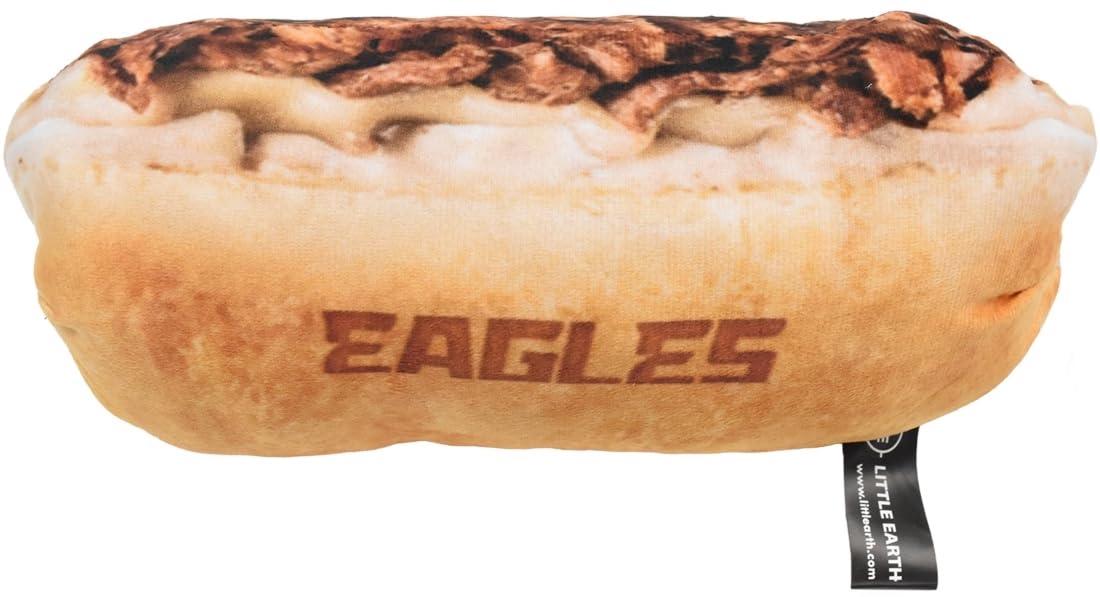 Littlearth Philadelphia Eagles cheesesteak hoagie toy side view with plush texture and fan appeal
