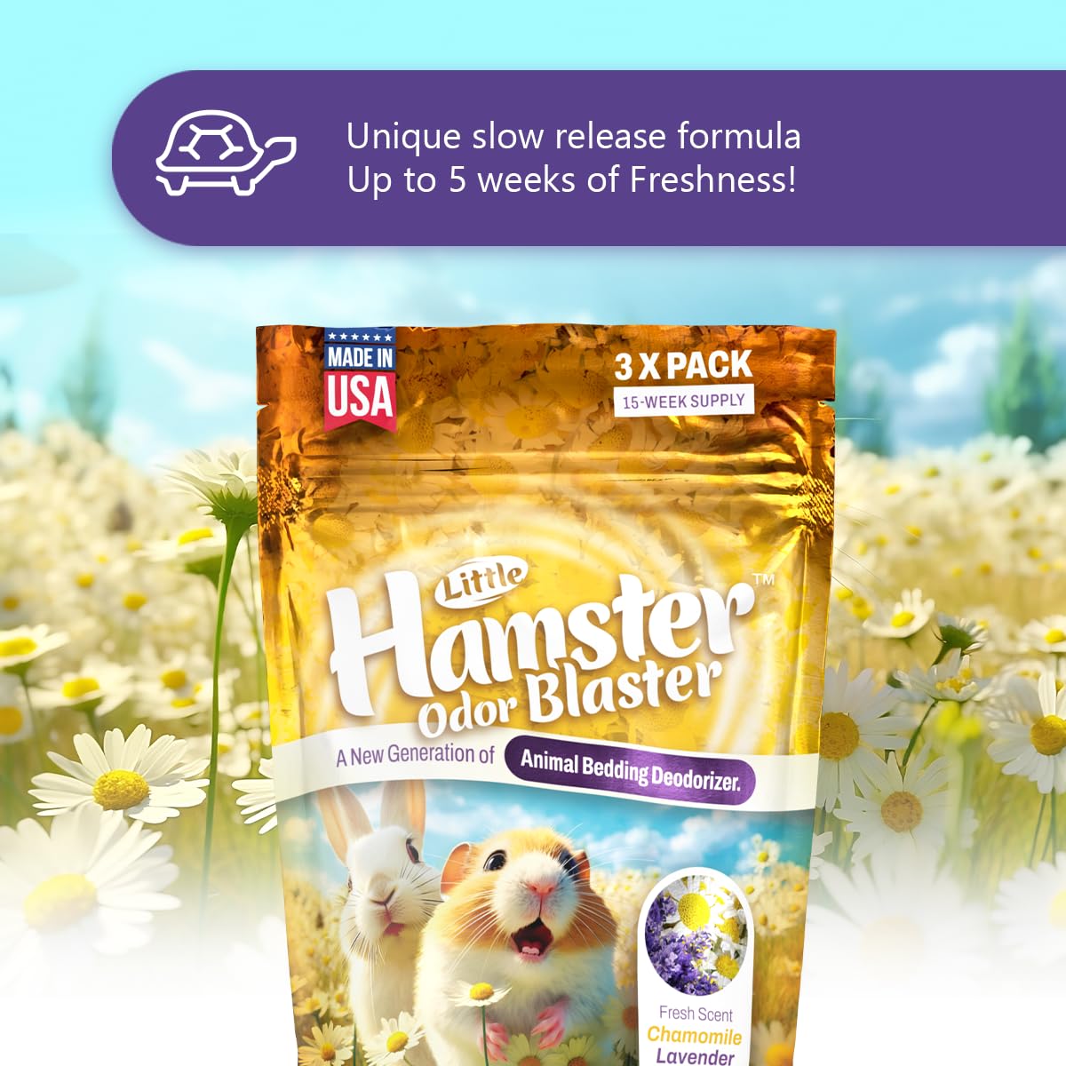 LITTLE SAVER Hamster Odor Blaster in-use image shows easy placement in bedding.