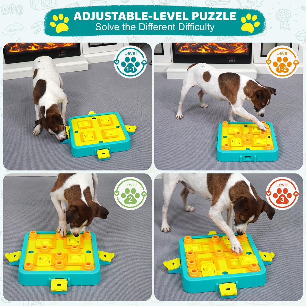 LiuMelinda dog puzzle advanced blue board opened to reveal hidden treats