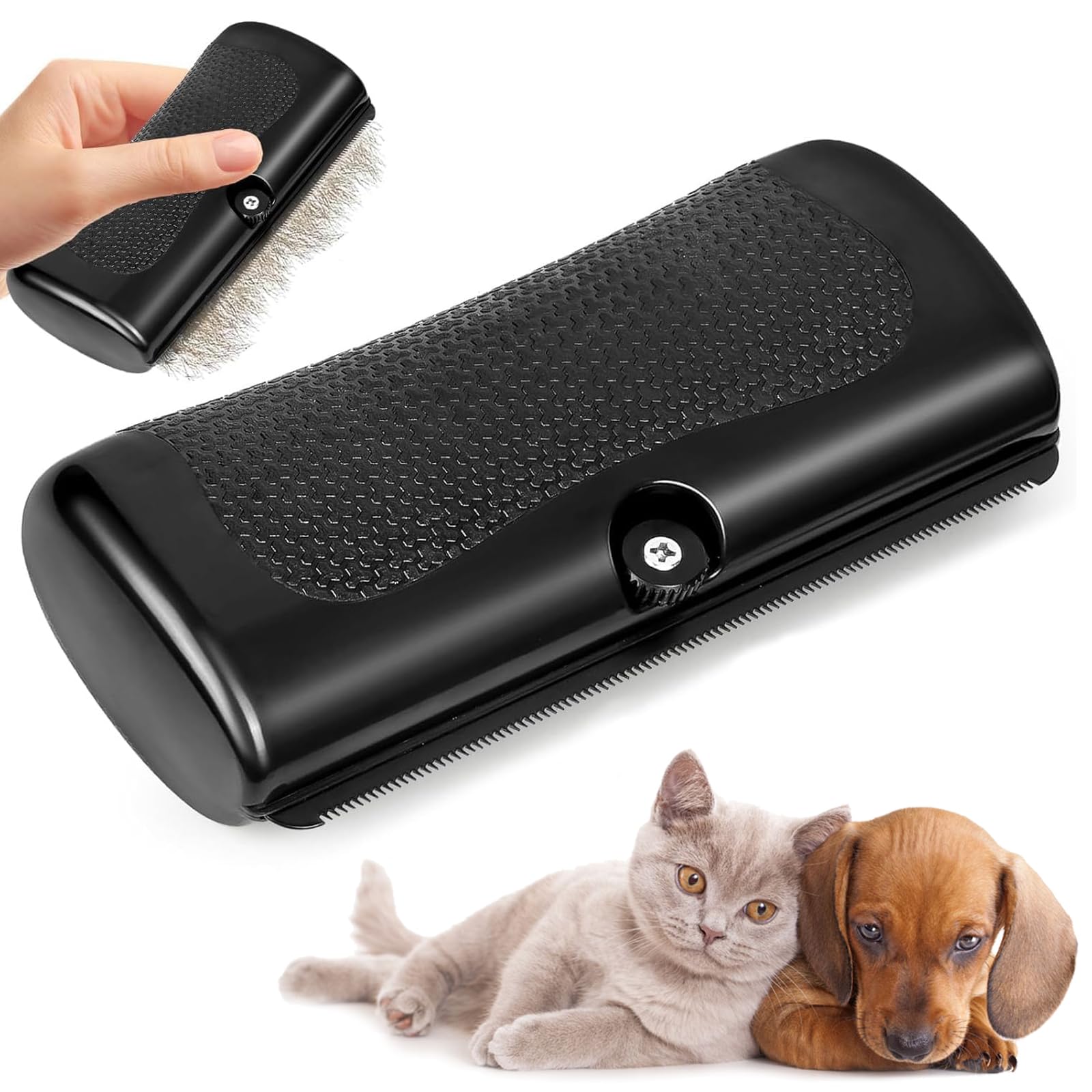 liucocotos deshedding brush front view shows comfortable grip for grooming