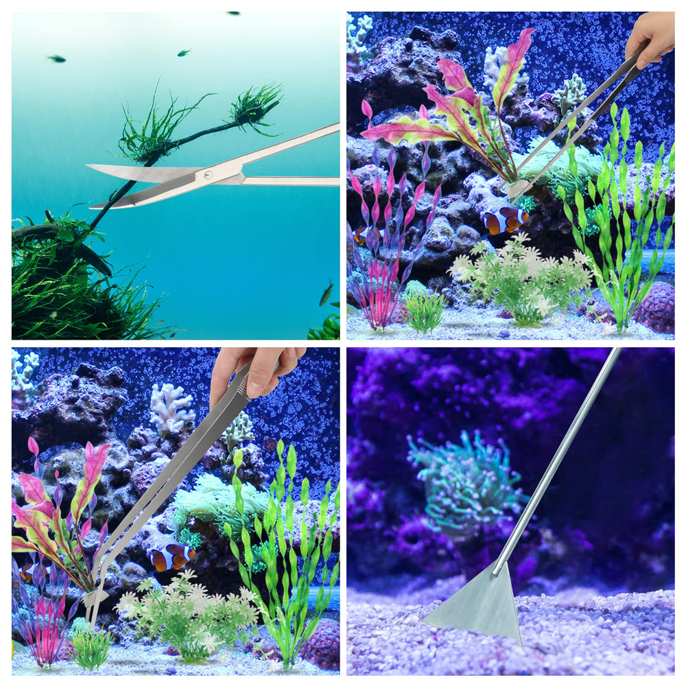 Liveek aquarium tools in action for neat tank cleaning.