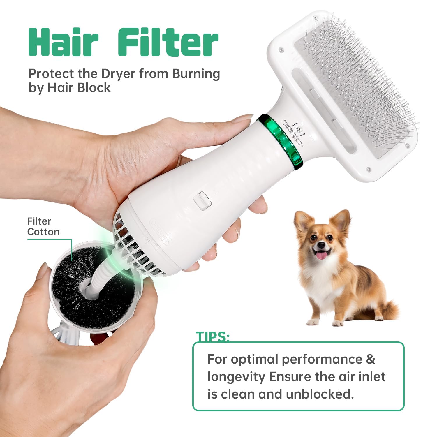 LIVEKEY ergonomic handle and long cord improve maneuverability around pets.