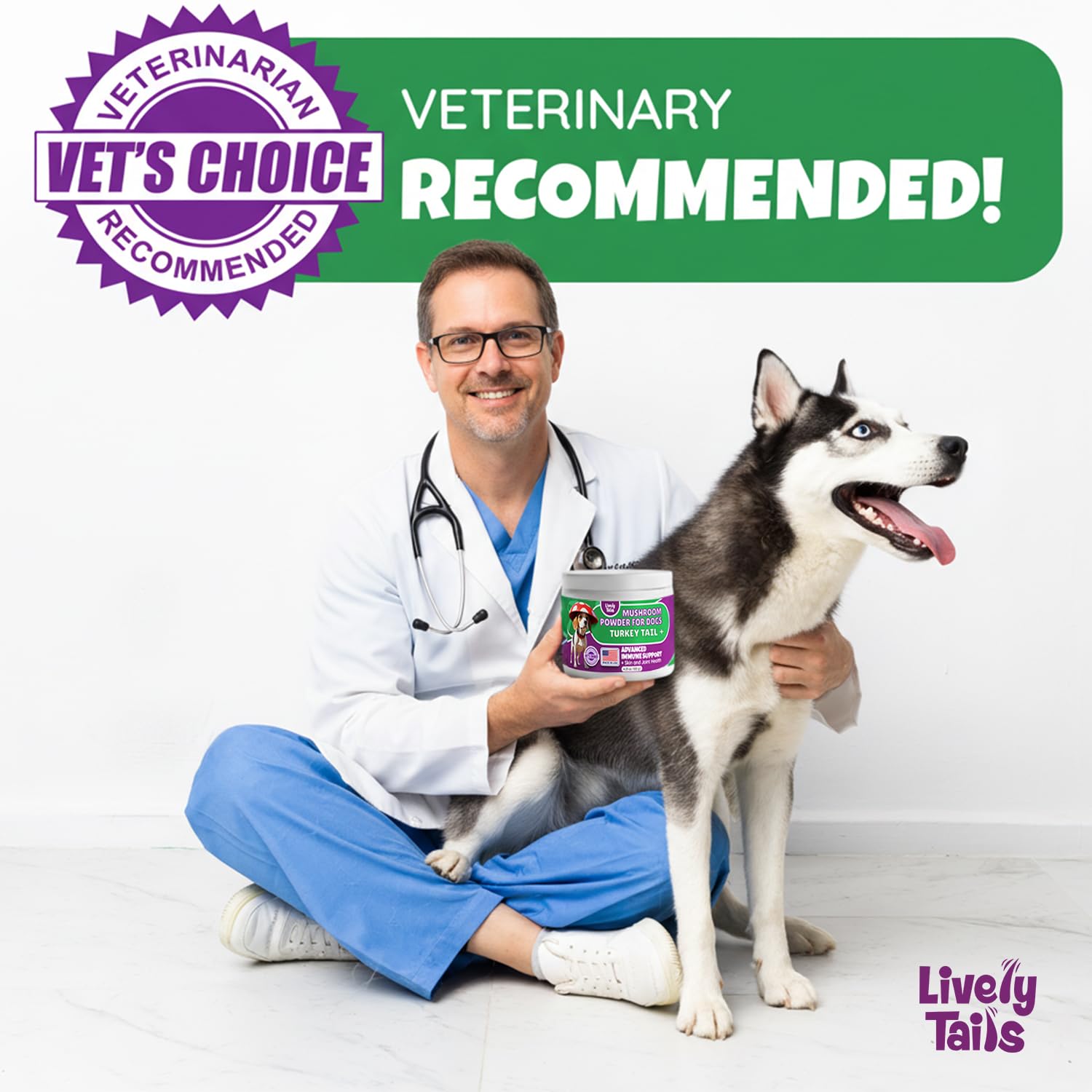 Lively Tails dosage label demonstrates simple, size-based feeding guidance.