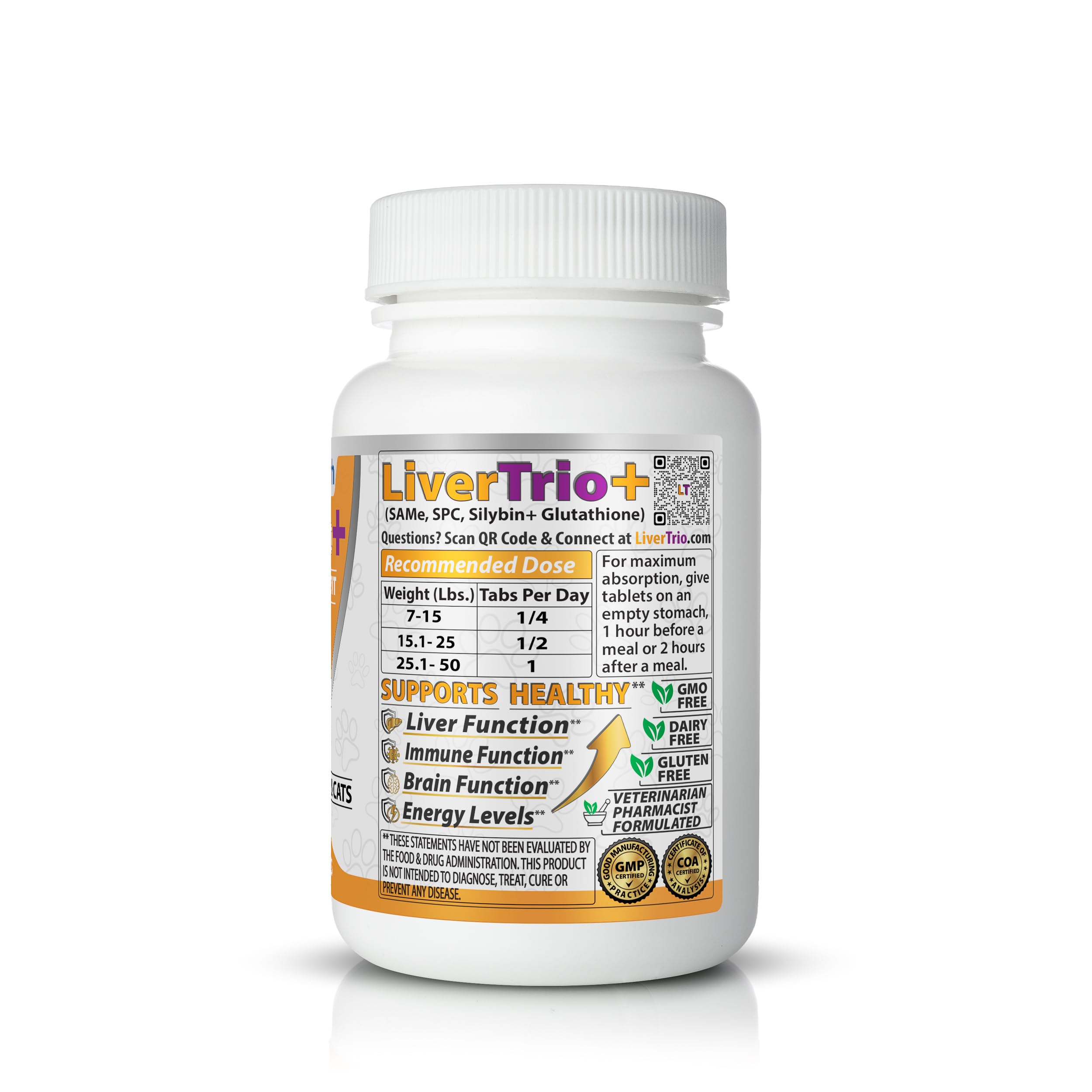 LiverTrio+ SPC ingredient label highlights absorption support.