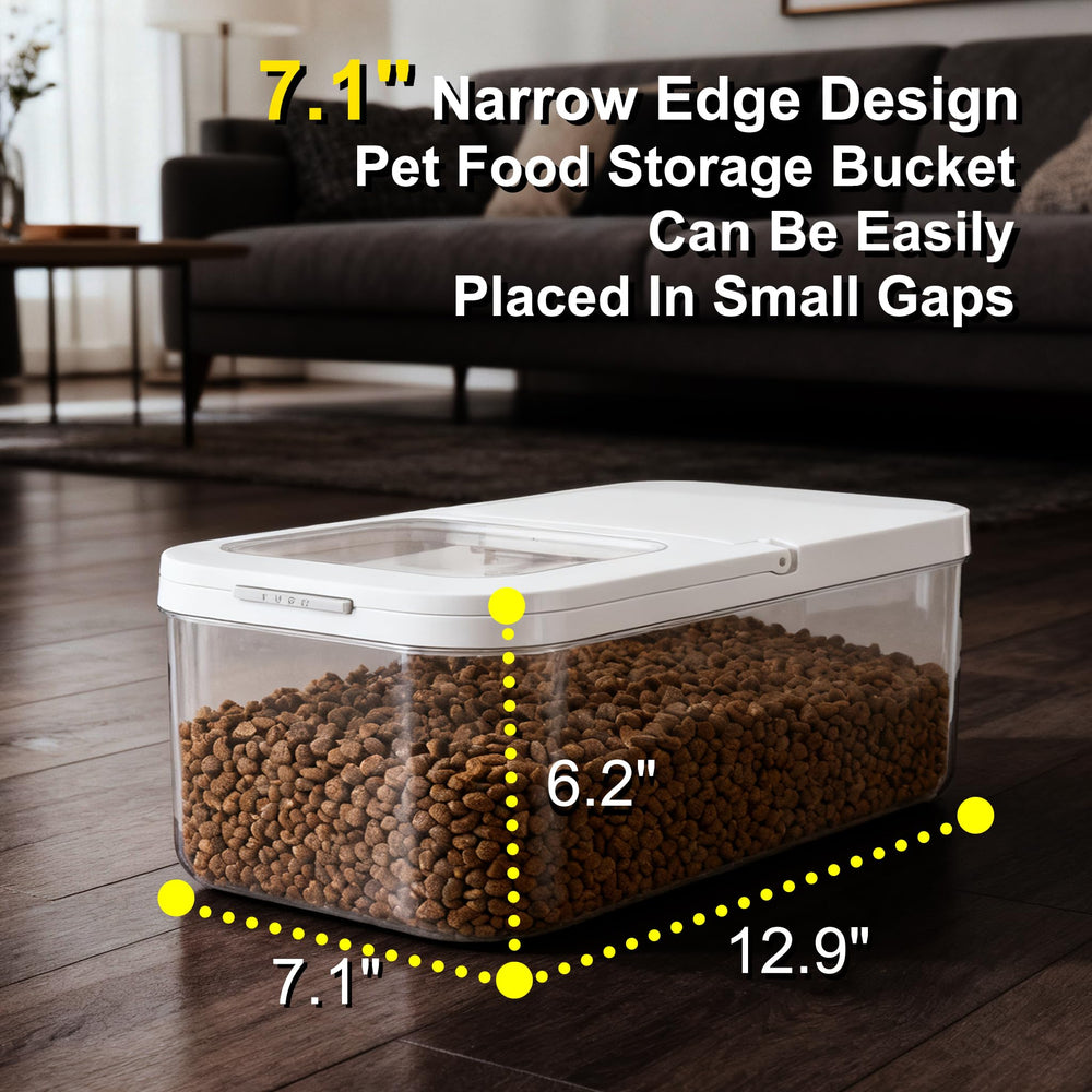 LivLab Mker dog food container lid open with scoop for quick access