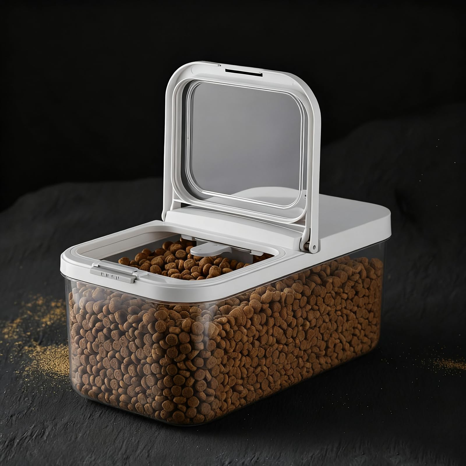 LivLab Mker dog food container top view for efficient pantry storage