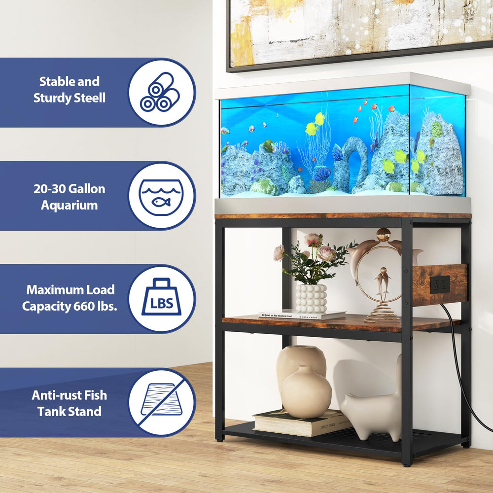 Livofloral stand charging station demonstrates built-in outlets for simplified aquarium gear power