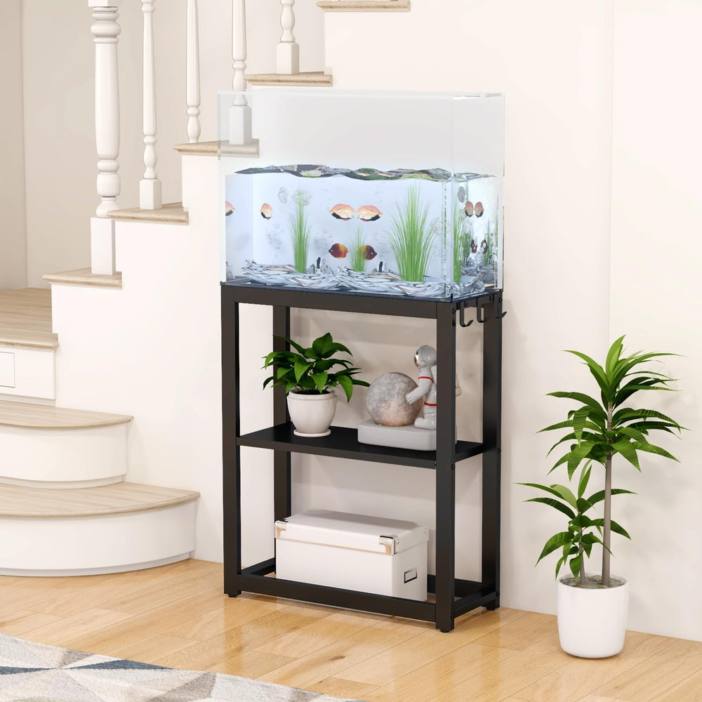 Livofloral tank stand dimensions showing 24.8 by 9.5 inch footprint