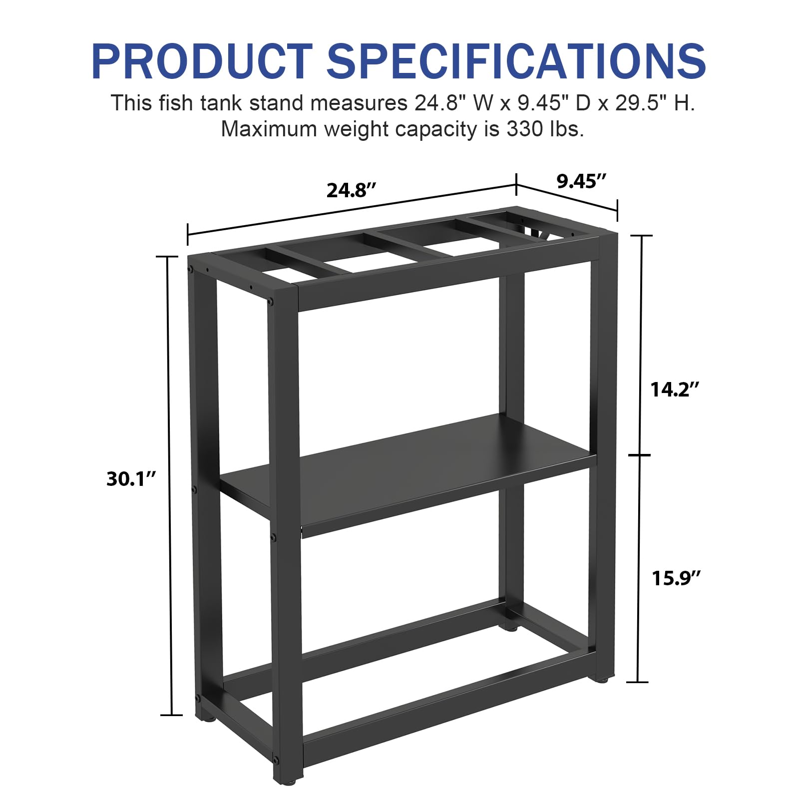 Livofloral tank stand side view with shelf for fish food and plants