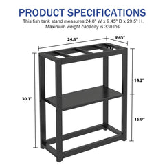 Livofloral tank stand side view with shelf for fish food and plants
