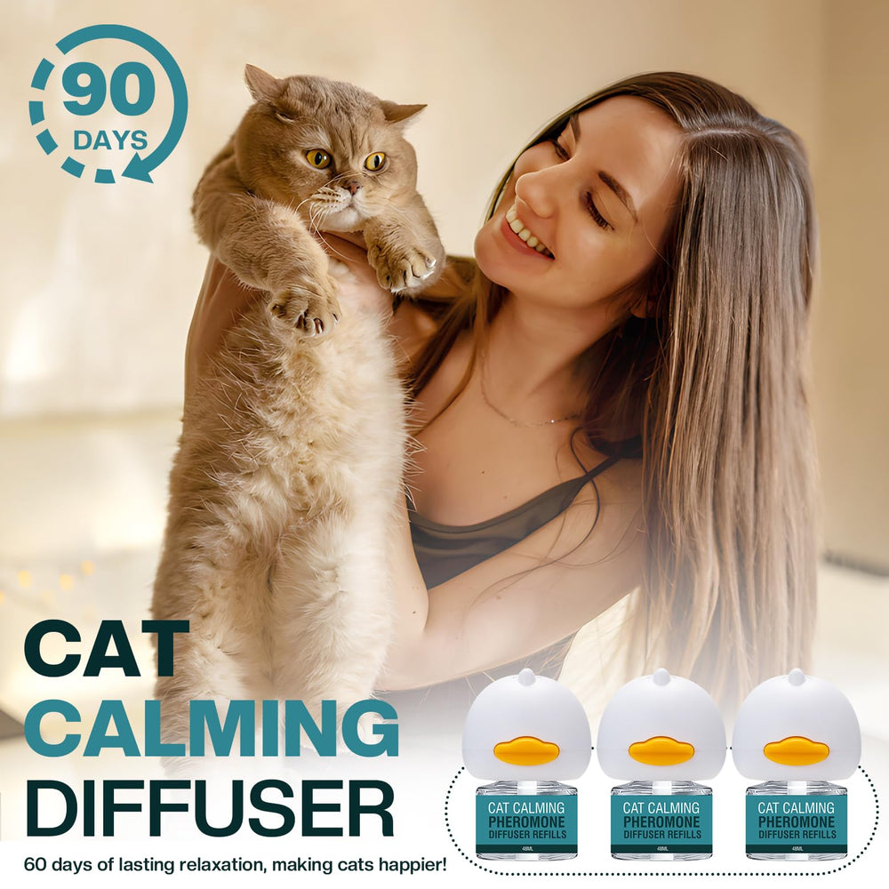LIWENQI cat calming diffuser refill 48ml supports up to 90 days of continuous use.