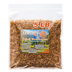 LIWII dried mealworms bulk bag 5lbs for convenient bulk feeding.
