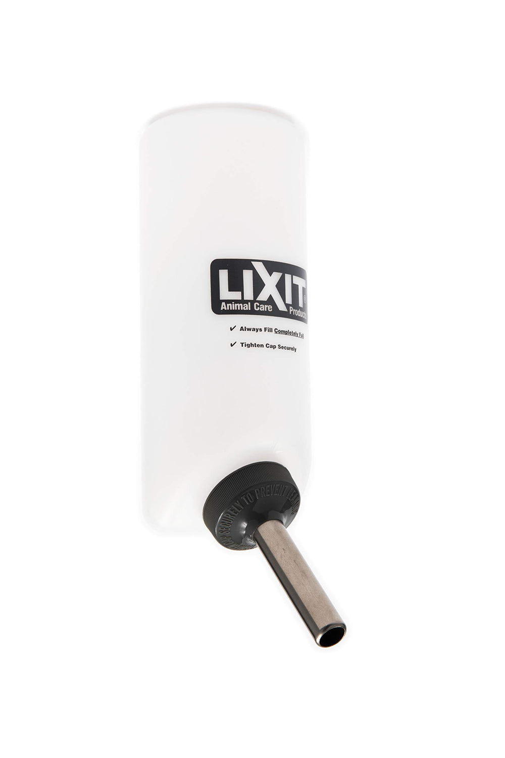 Lixit 32oz bottle shown with quick-release holder for fast installation and secure mounting.