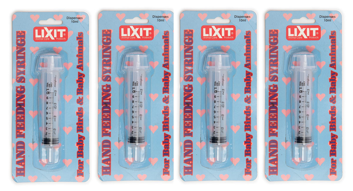 Lixit hand feeding syringes pack-4 for baby pets with precise dosing.