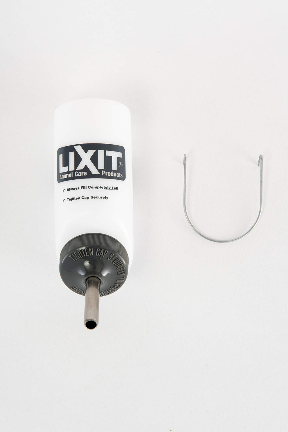 Lixit stainless steel tube closeup with smooth tip for pet safety