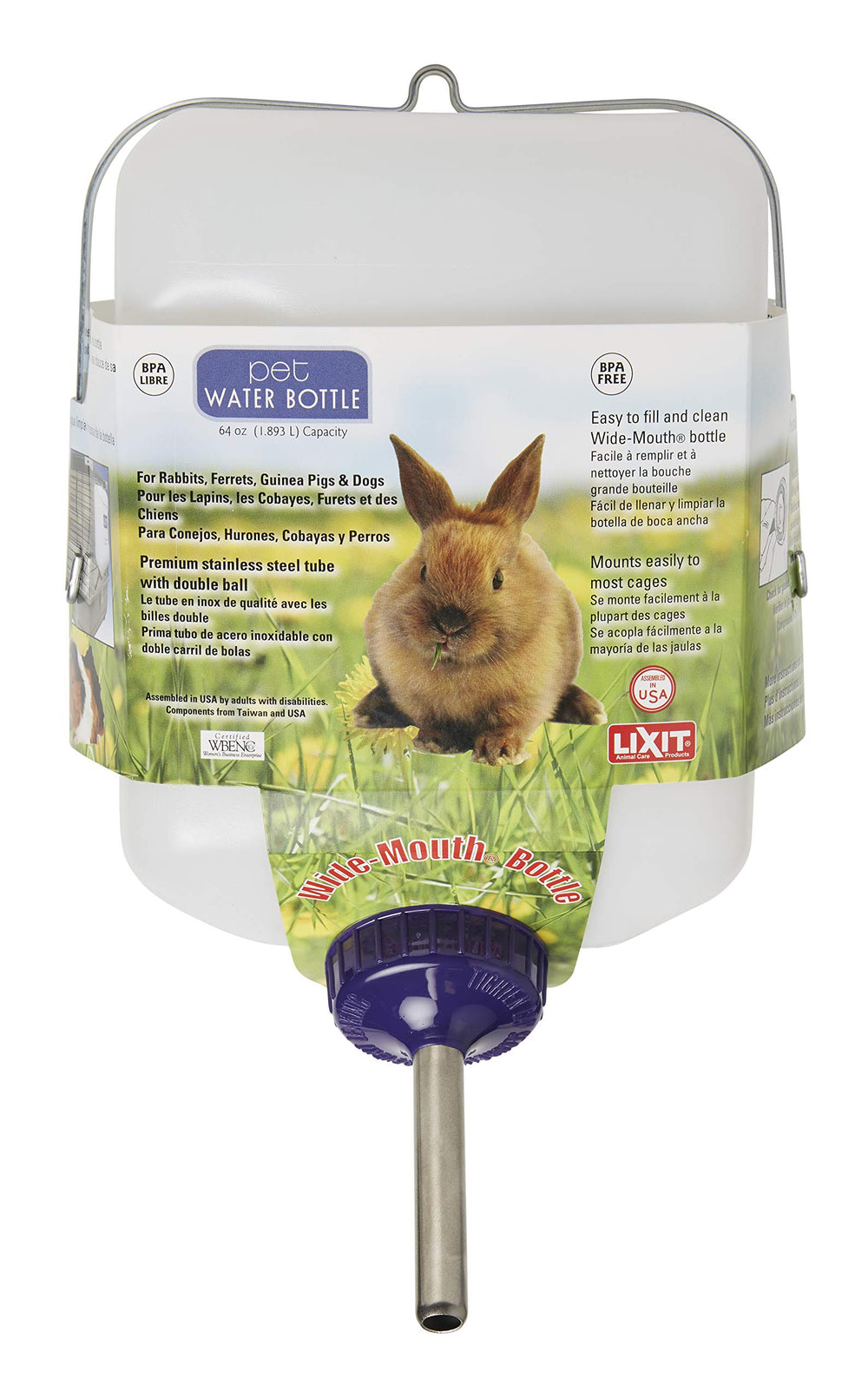 Lixit Widemouth bottle outdoors image highlighting weather-resistant design for habitats.