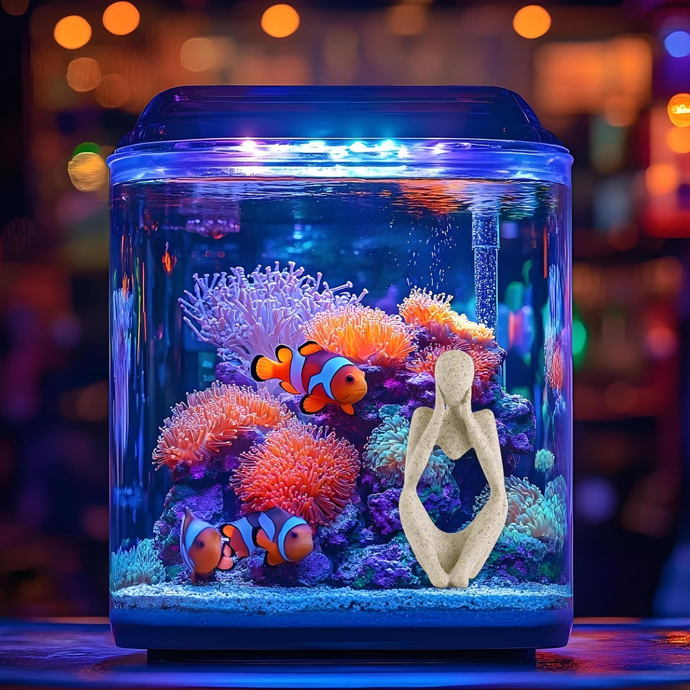 LIYAOLI right-thinking thinker statue complements freshwater and saltwater tanks.