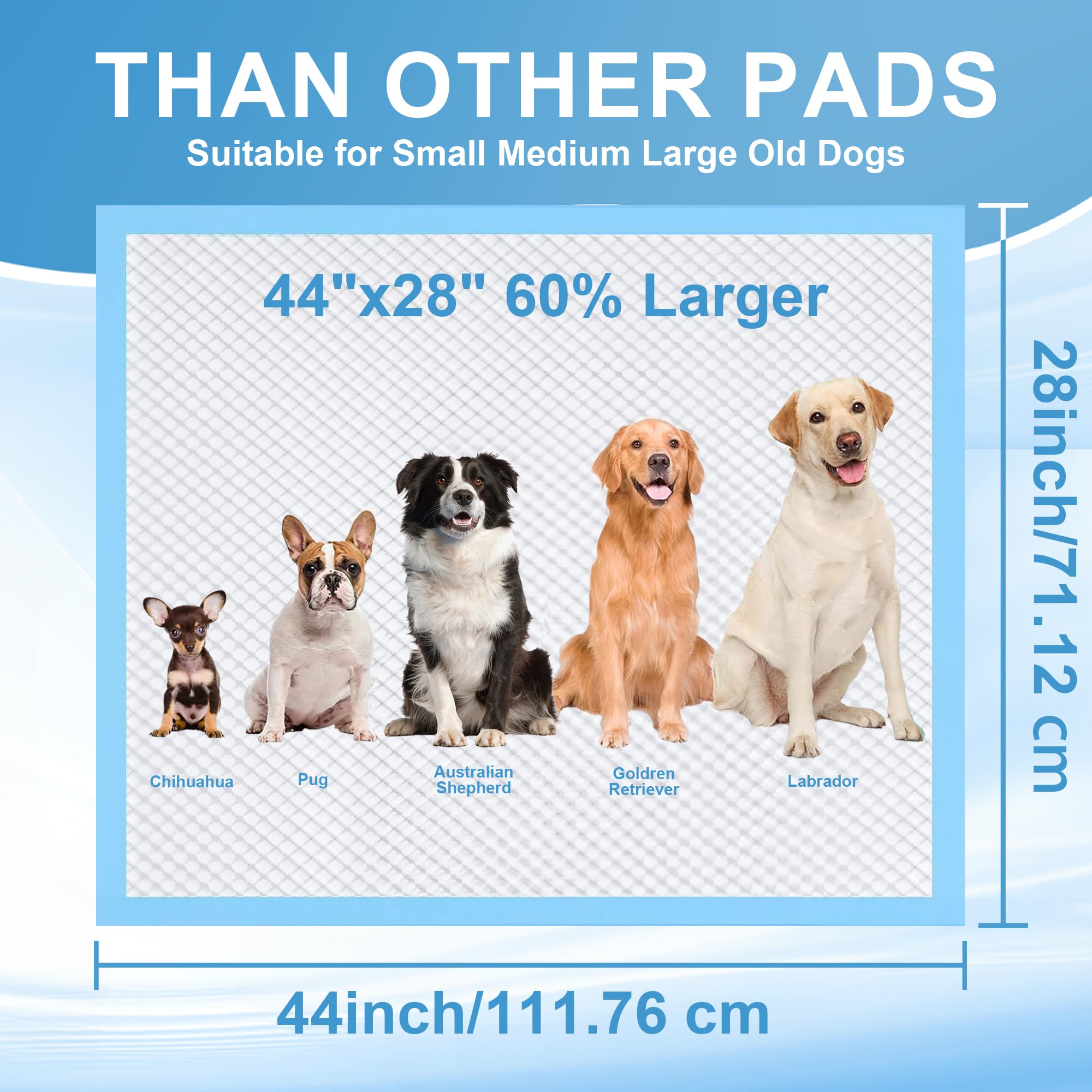 LIYINGSER 40-count package provides bulk, convenient puppy training pads