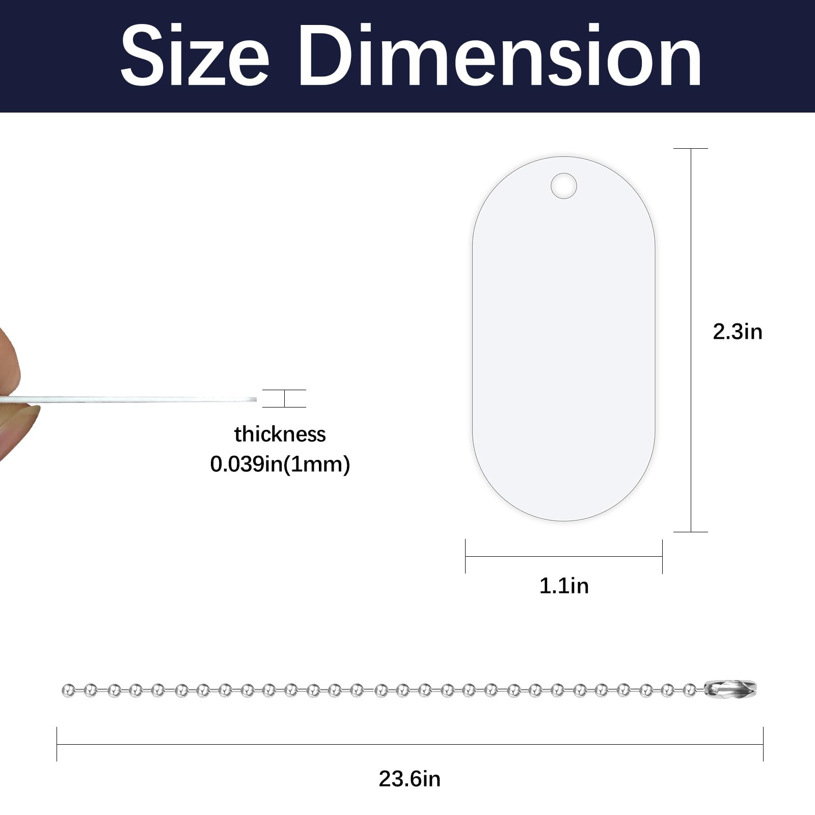 LIZOIDZSM dog tag chain 60cm accompanies blanks for easy DIY jewelry projects.