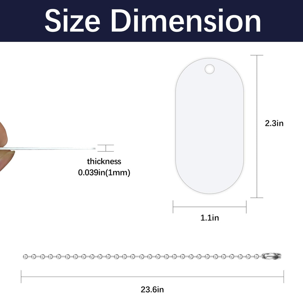 LIZOIDZSM dog tag chain 60cm accompanies blanks for easy DIY jewelry projects.