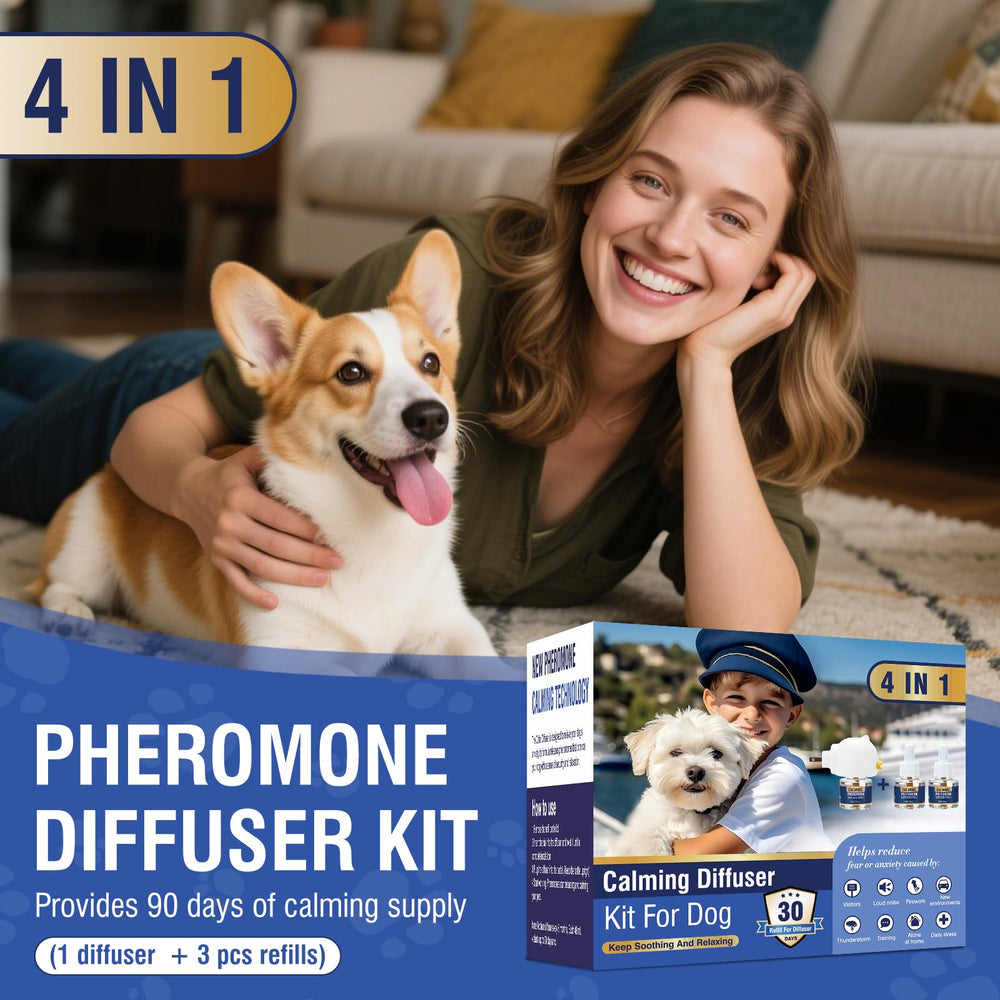 LKBHGF dog pheromone diffuser packaging box ready for easy setup and 90-day supply