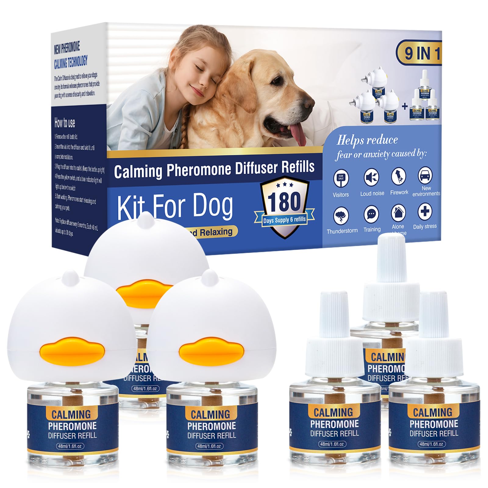 LKBHGF dog pheromones calming diffuser kit with plug-in design for calmer pets.