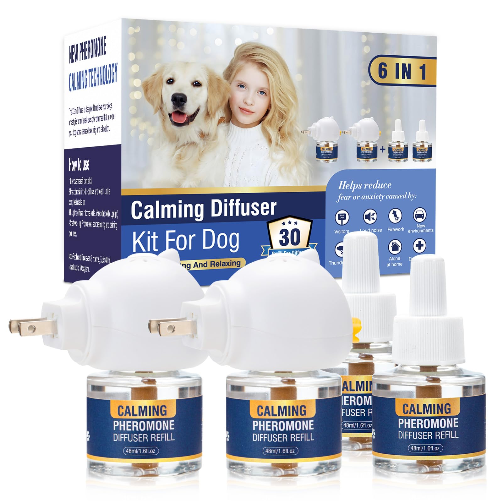 LKBHGF pheromone diffuser kit assembly promotes calm dogs at home