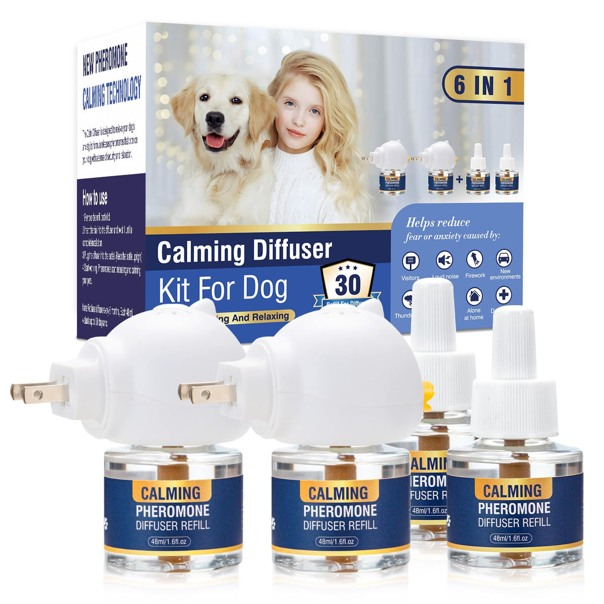 LKBHGF pheromone diffuser kit assembly promotes calm dogs at home