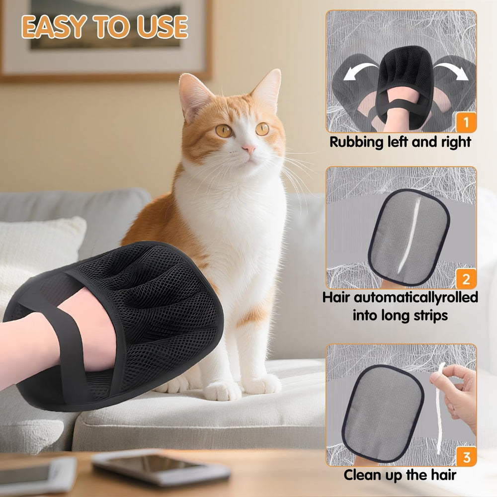 Lktvys Pet Hair Removal Glove on car seat illustrates effective fabric care.