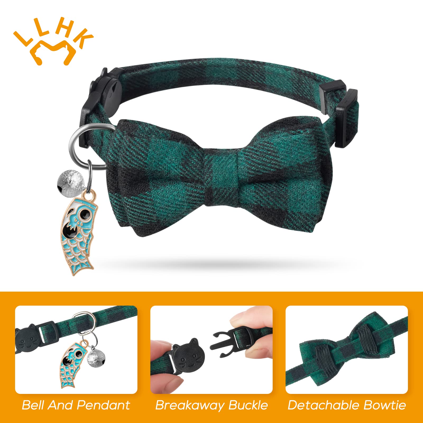 LLHK adjustable cat collar 18-30 cm on cat neck for comfortable fit.