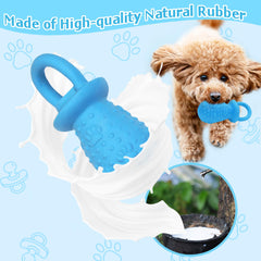 LLSPET Pacifier dog toy with leash ring blue ready for outdoor fetch.