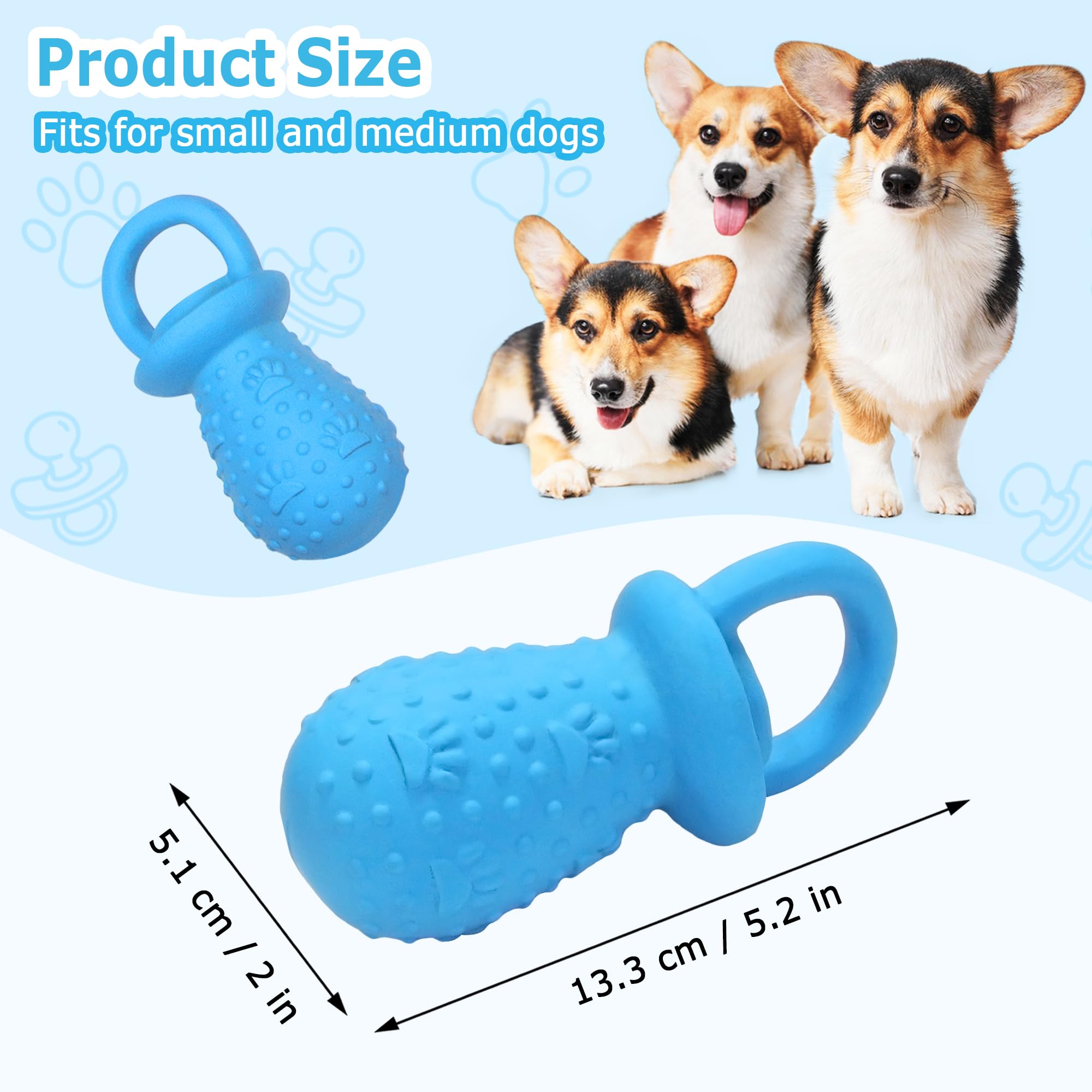 LLSPET squeaker head pacifier blue close-up for engaging interactive play.