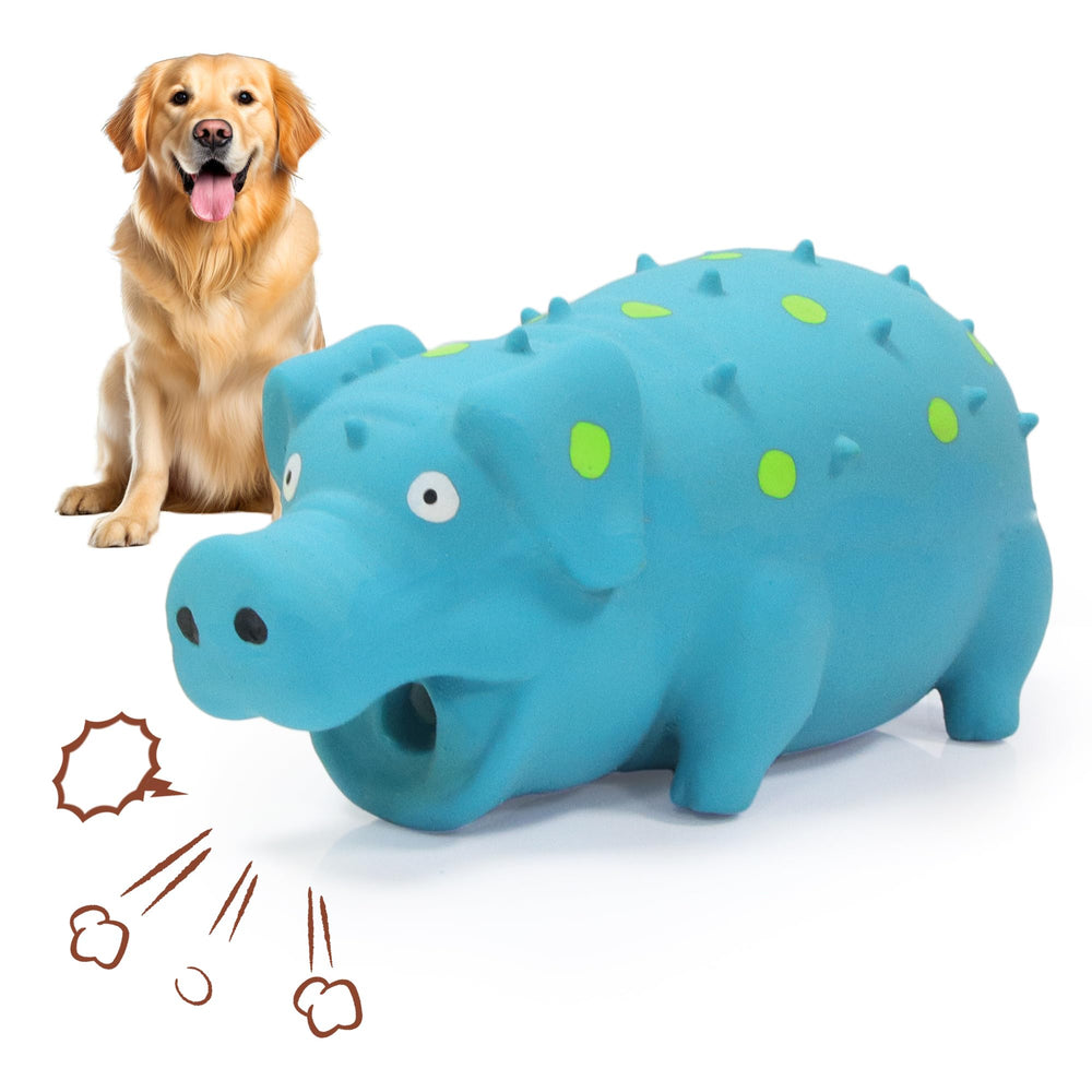 LLSPET squeaky pig toy blue body attracts dogs for indoor and outdoor play